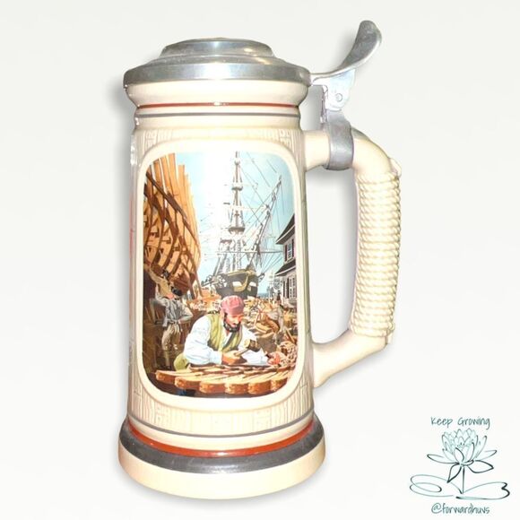 1986 Avon, "The Building of America, The Shipbuilder" Beer Stein Limited Edition - Picture 3 of 9